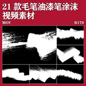 21款 毛笔油漆笔手绘笔刷涂沫Fcpx Pr视频素材模板带通道免抠图