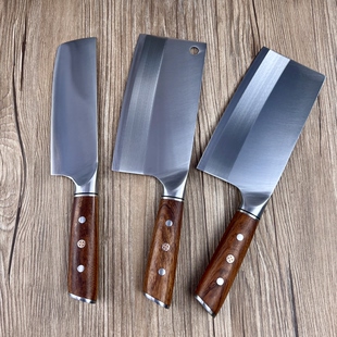 外贸出口日本9CR18MOV夹钢刀家用锋利免磨切片刀斩切刀三合钢菜刀