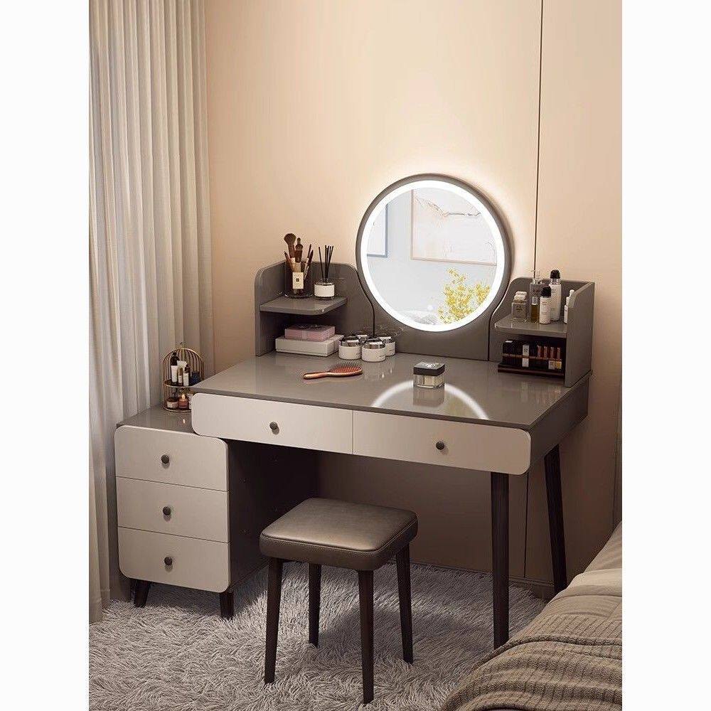 梳妆台卧室简约现代梳妆桌2025年新款主卧高级收纳斗柜一体化妆桌