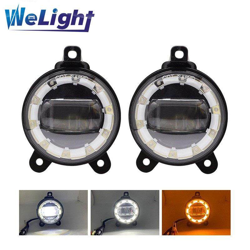 新款3.5英寸50W牧马人LED雾灯黄白天使眼透镜辅助灯前大灯