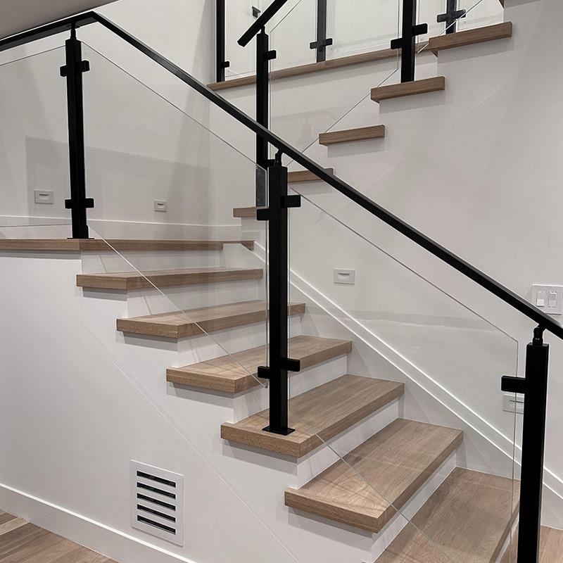 304不锈钢玻璃护栏别墅简约不锈钢立柱钢化玻璃楼梯扶手栏杆