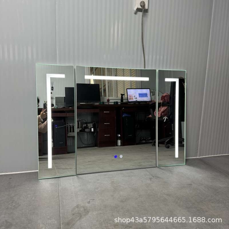 镜柜门四周沙边发光铝框柜门浴室柜配套镜柜门镜箱门LED灯镜门扇