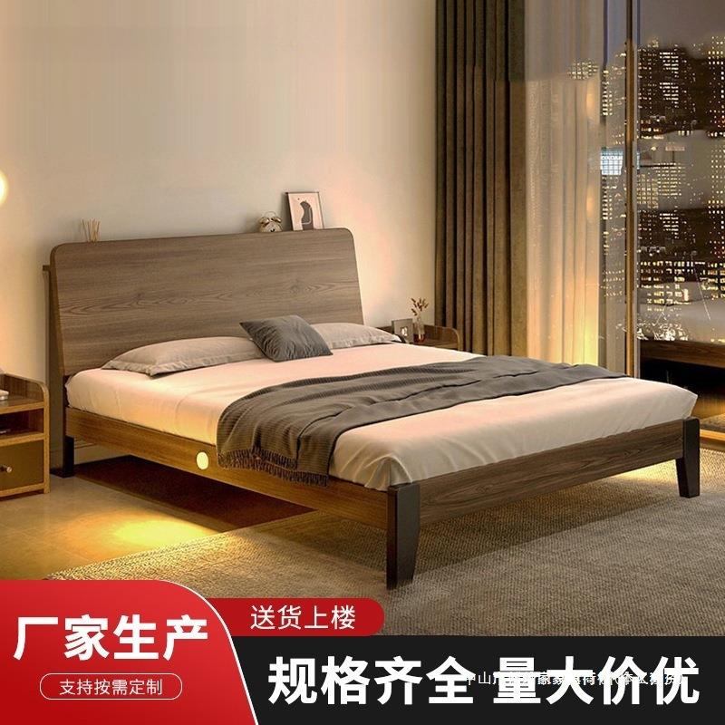 全实木床实木床1米8简约1.5m出租房用单人床架家用主卧双人床