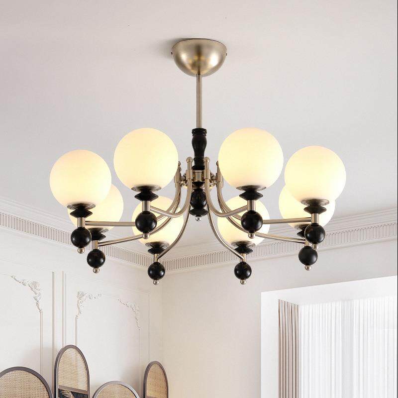 美式复古魔豆客厅吊灯新款全光谱护眼大厅主灯设计师中古白蜡木灯