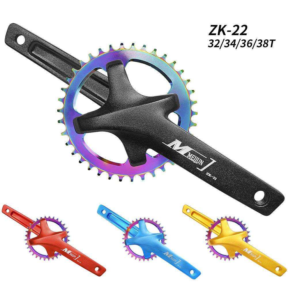 自行车牙盘曲柄山地车改装单盘左右曲柄单速牙盘34T38T36T