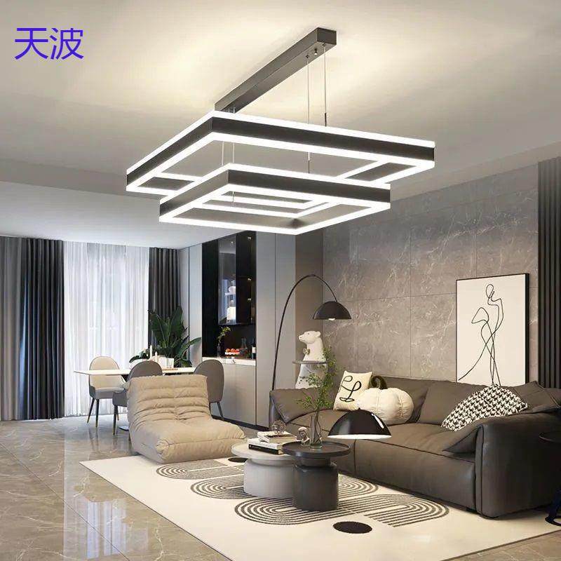 bts2023年新款客厅吊灯方形线条网红灯具现代简约大气主灯极简风