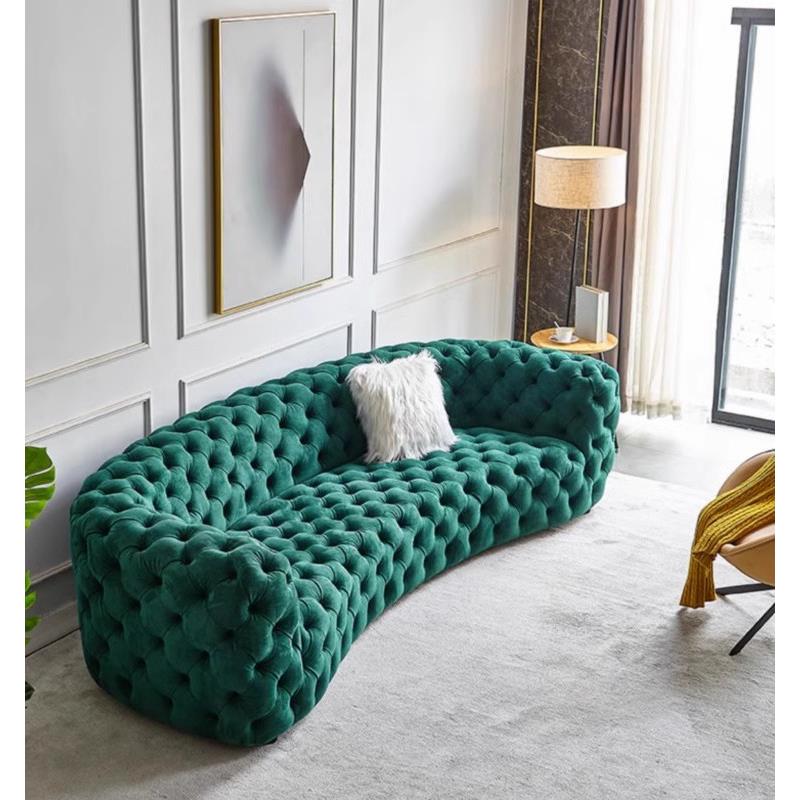 美式轻奢现代baxter弧形设计师拉扣沙发小户型别墅高端落地不规则