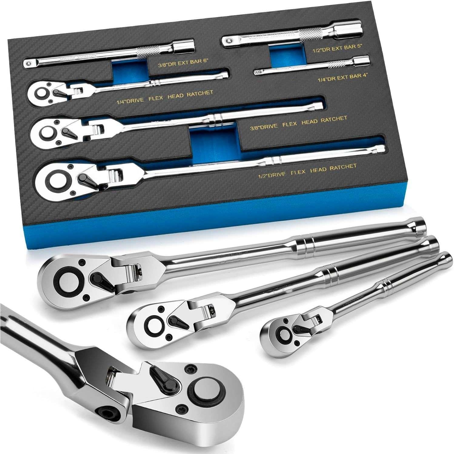 6件套摇头棘轮套装 6-Piece Flex Head Ratchet Set 1/4