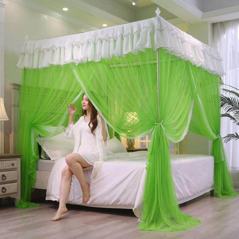 三开门落地式双人蚊帐加粗公主风蚊帐宫廷方顶三开门加密蚊帐