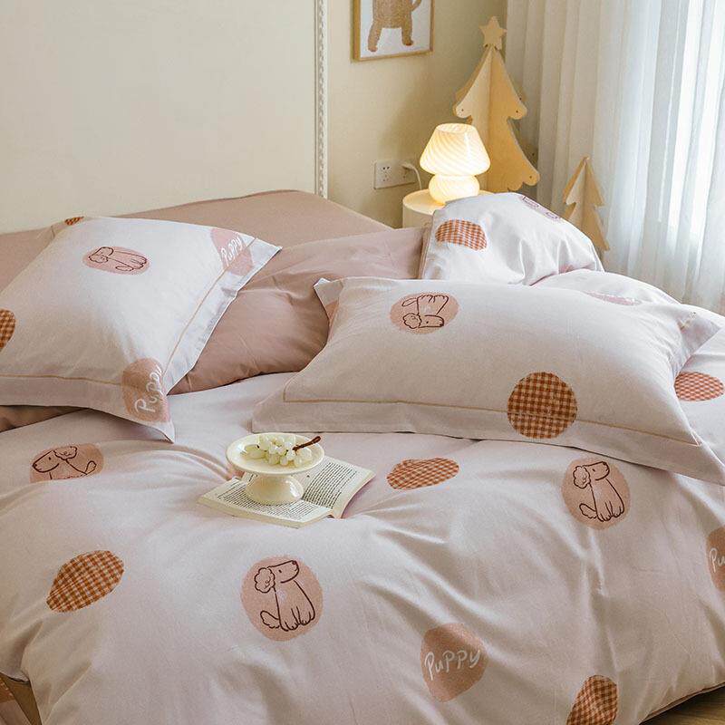 可爱小清新全棉磨毛床上四件套纯棉2025新款加厚保暖被套床单套件