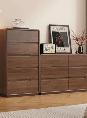 J^三梦实木斗柜抽屉柜卧室床尾收纳置物柜五斗柜客厅靠墙柜子