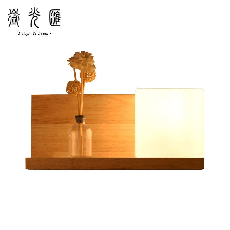 长方形实木质壁灯LED简约走廊过道楼梯灯书房玄关灯个性卧室床头