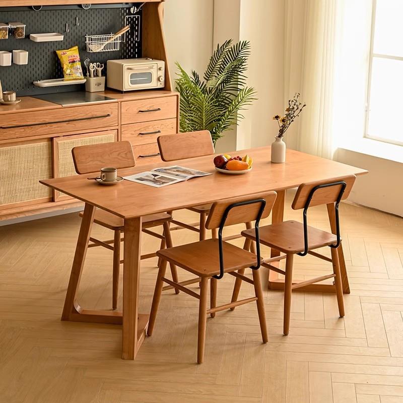 北欧实木餐桌家用小户型樱桃木长方形吃饭桌子餐厅简约创意饭桌