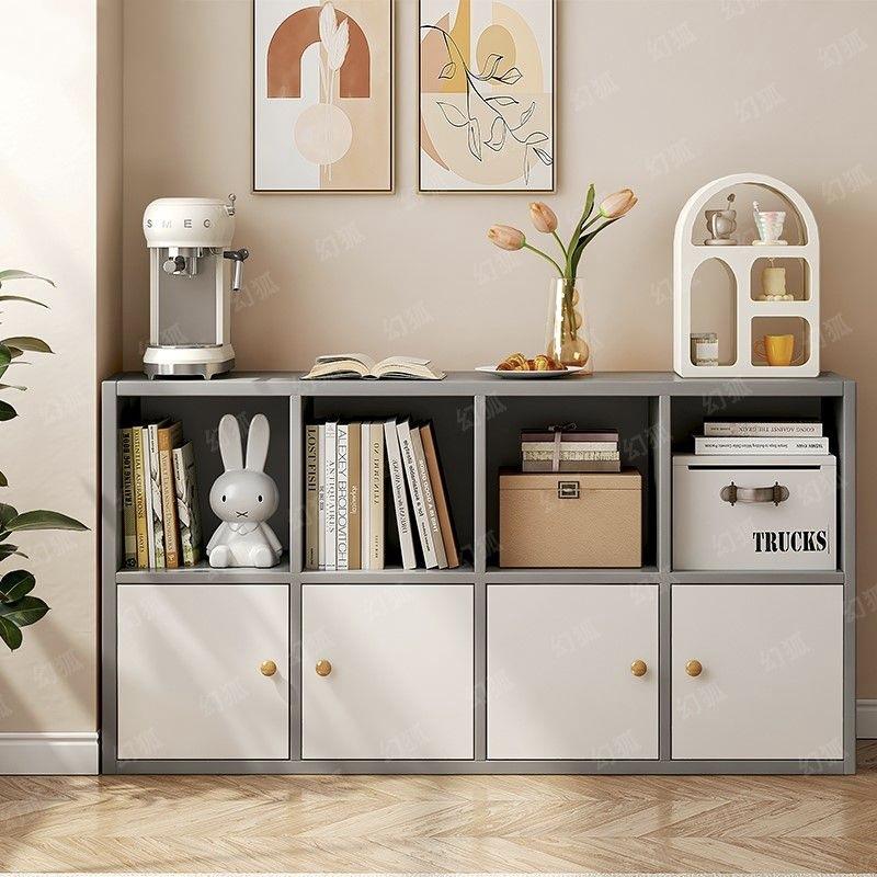 书架落地靠墙置物架多层储物柜家用矮书柜整理柜卧室多功能八格柜