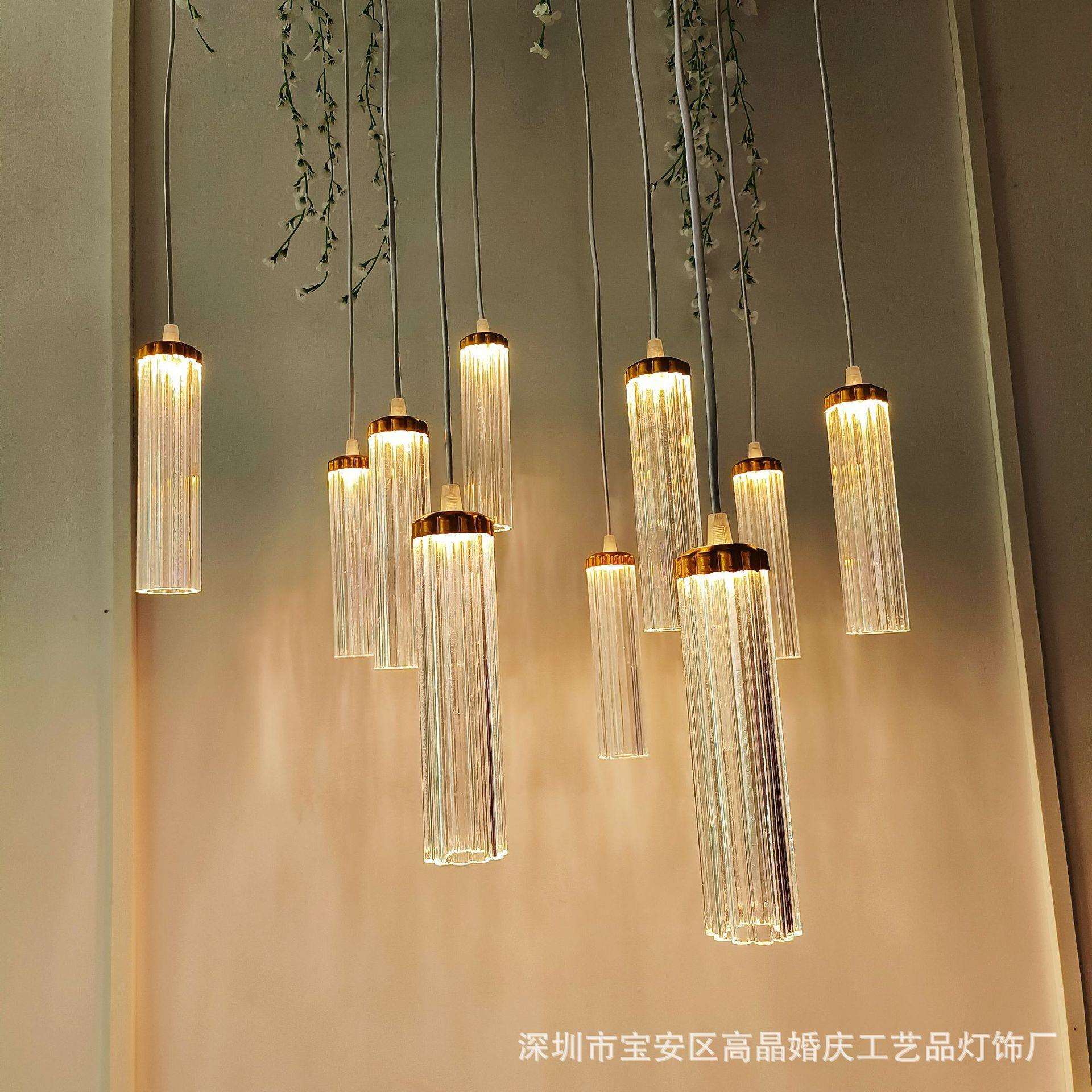 新款婚庆道具发光亚克力梅花管吊灯婚礼舞台场地布置装饰灯