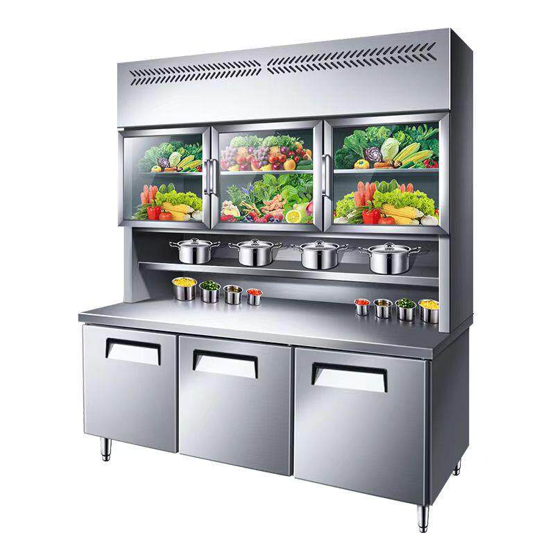 多功能子母柜商用上冷藏下冷冻一体展示柜厨房工作台冰柜冰箱