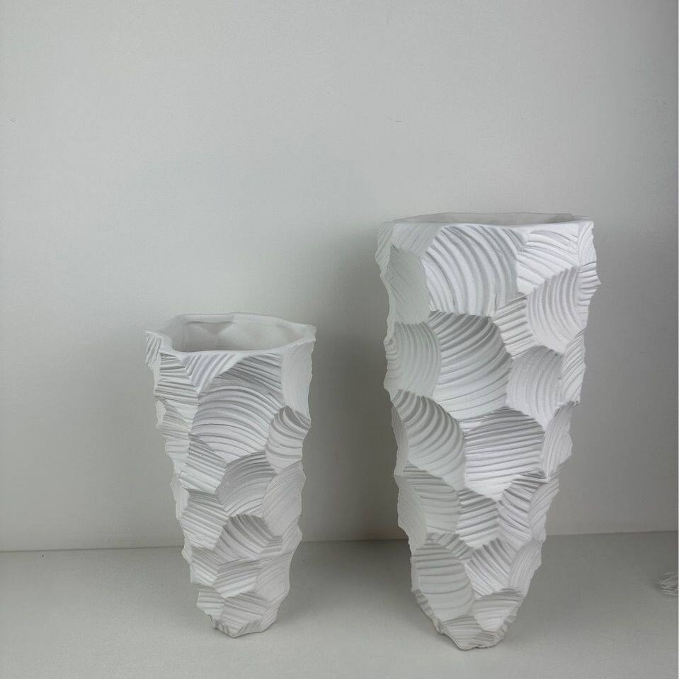 家通简约现代黑白色陶瓷打孔摆件花瓶样板房售楼处客厅软装家居