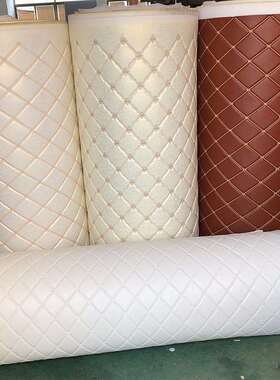 刺绣软包皮革面料防盗门炕围床头翻新ktv背景房车内饰带海绵材料