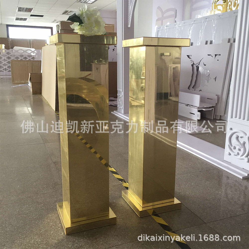 方柱甜品台 婚礼舞台装饰镜面道具 路引摆件-下单需咨询 勿直拍
