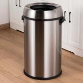 65L大容量不锈钢圆形垃圾桶厨房商用企业公司大尺寸直投垃圾箱