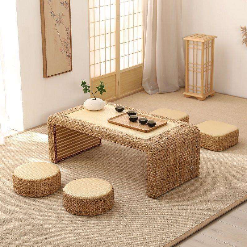 藤编榻榻米茶几阳台桌茶桌简约飘窗日式矮桌炕几家用地台组合桌子