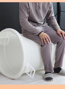 ◁大号加厚塑料水桶带盖圆桶储水桶家用洗车桶特大容量发酵桶大