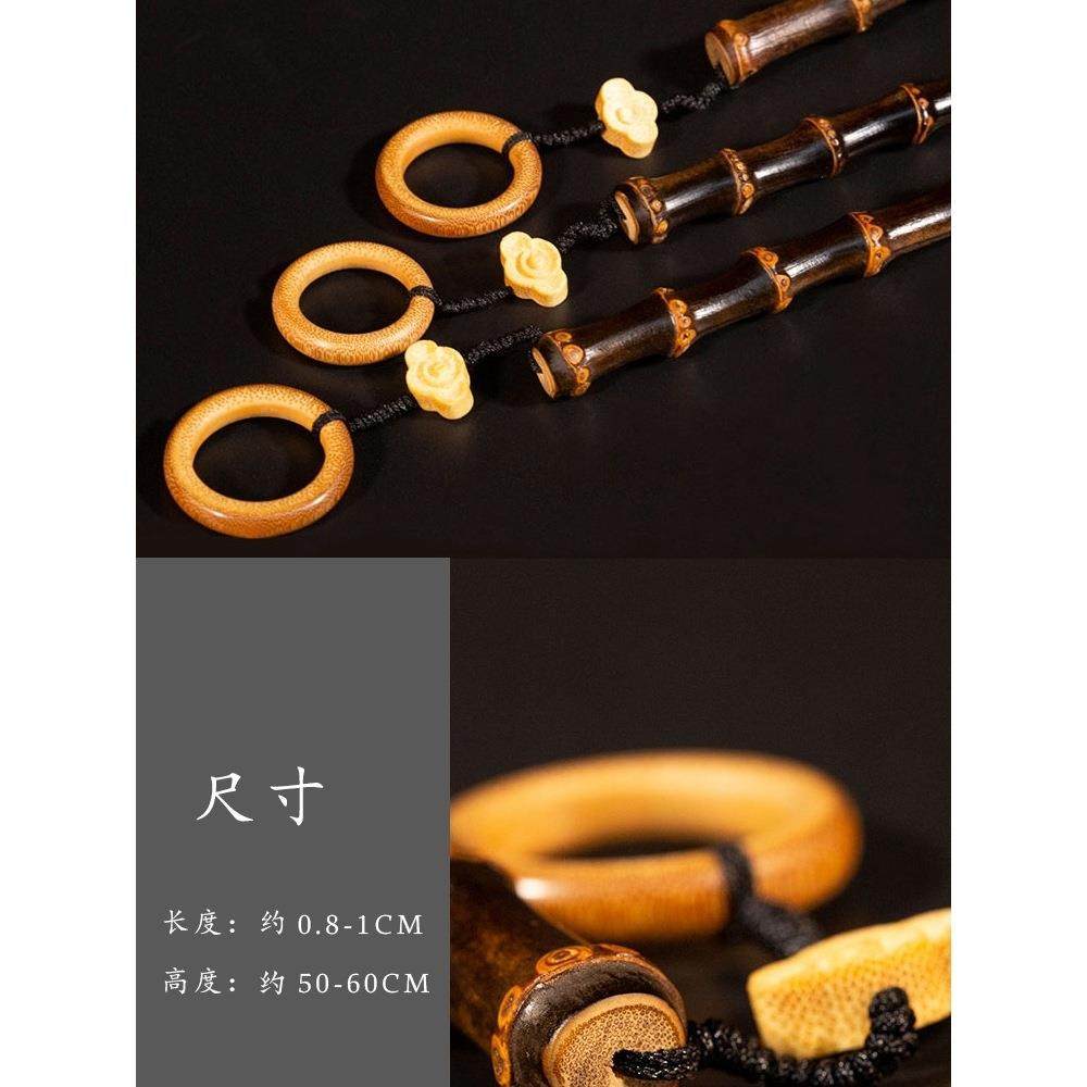 9QXC文玩紫竹把件实心竹子文玩手把棍紫竹根鸡血藤手把件实心玉竹