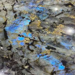 蓝翡翠奢石大理石台面 蓝宝石茶几桌面天然石材餐桌大理石面板