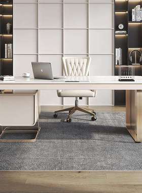 书桌轻奢现代简约风高端岩板办公桌椅电脑桌设计师桌子书房写字台