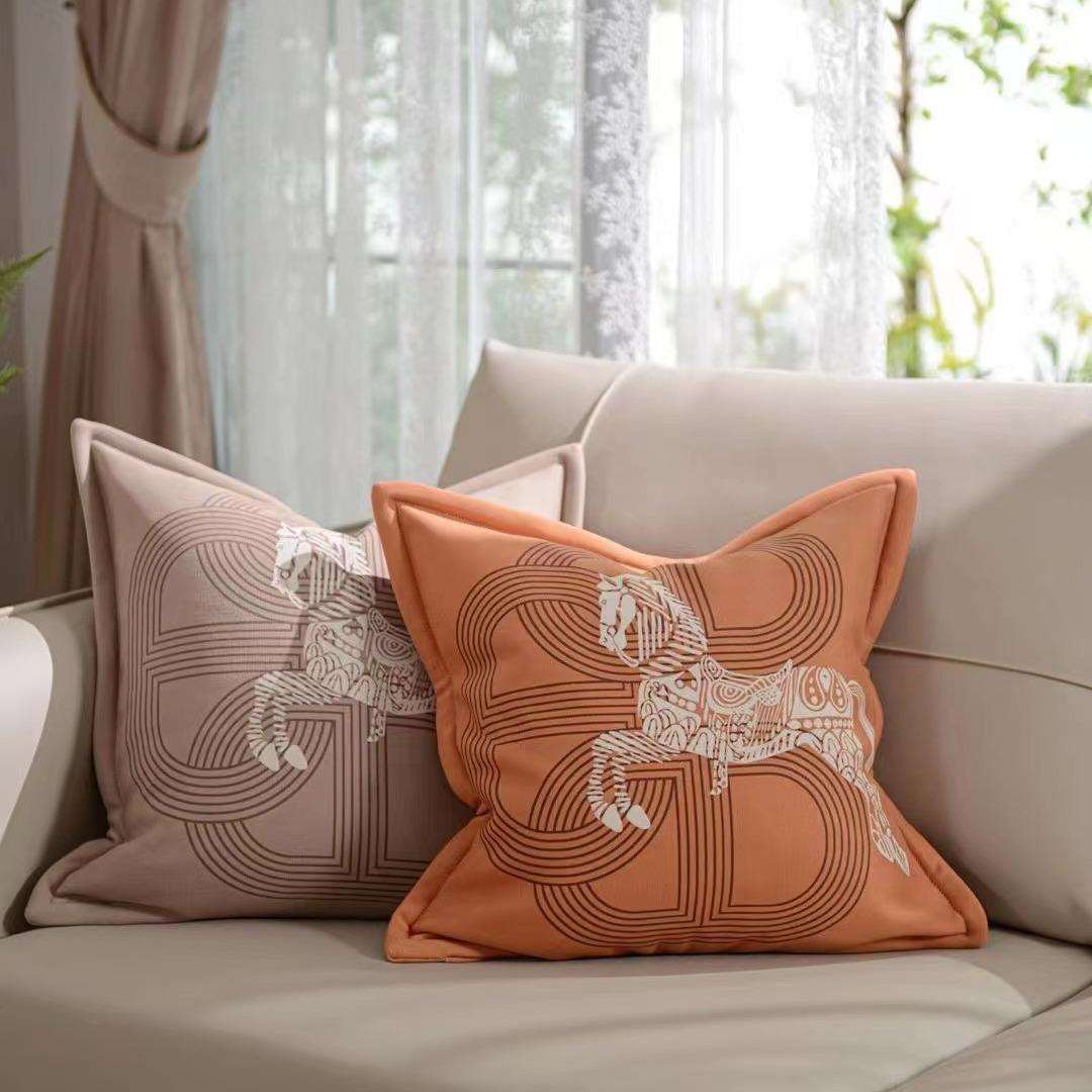 美式柔软细腻透气保暖棉羊绒印花抱枕靠垫沙发卧室靠垫样板间陈设