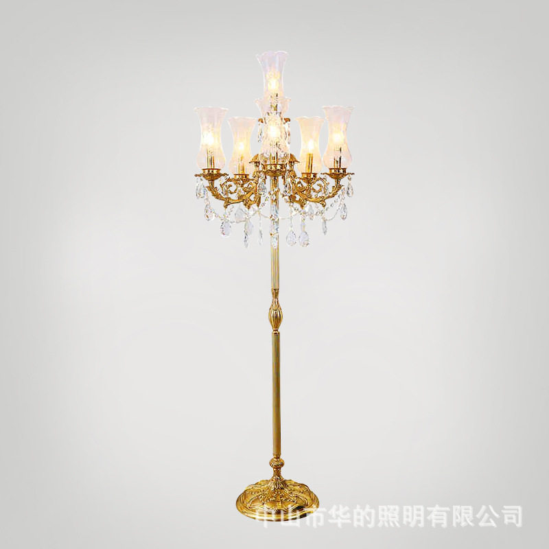 法式全铜复古水晶装饰落地灯