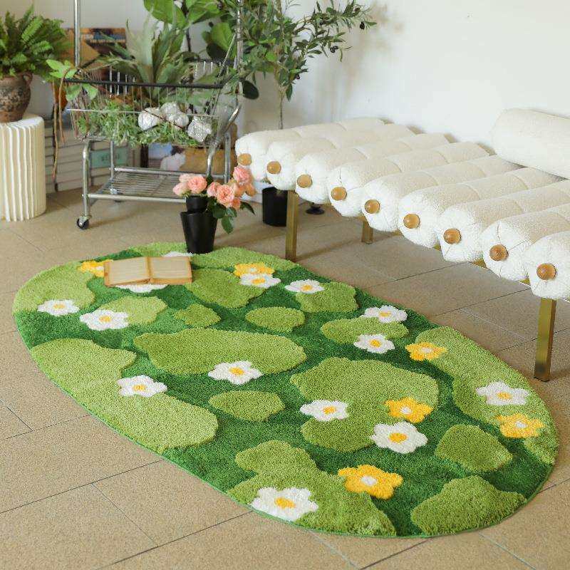 小单植绒地毯浴室垫卧室簇绒地毯客厅地毯机织苔藓地毯