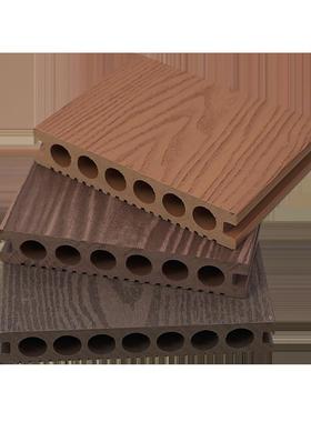 现货户外塑木地板防腐木地板平台二代共挤塑木地板六孔板