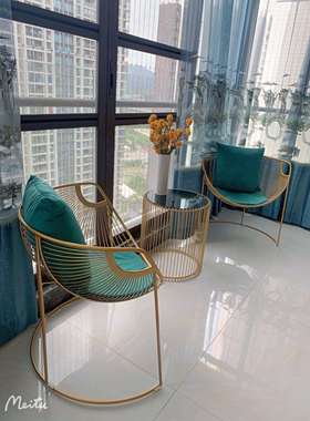 铁艺阳台桌椅三件套茶几组合休闲现代简约庭院户外室外单人靠背椅