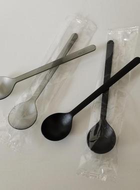 *粉塑料勺冰勺一次性搅拌奶茶长柄圆头仙草勺勺子饮料甜品烧咖dg