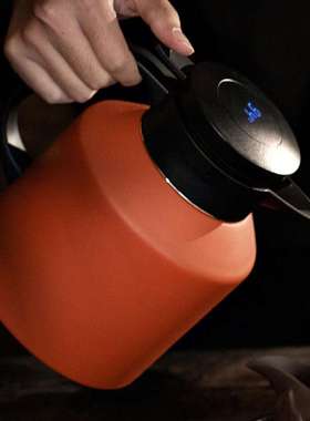 保温茶壶茶仓316不锈钢内胆橙色泡茶壶老白茶焖茶壶 带温度显示器