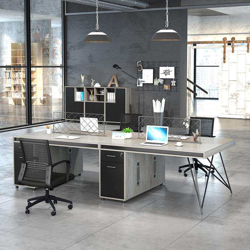 工业风办公室桌椅组合简约现代屏风卡座职员财务工作双四六人位桌