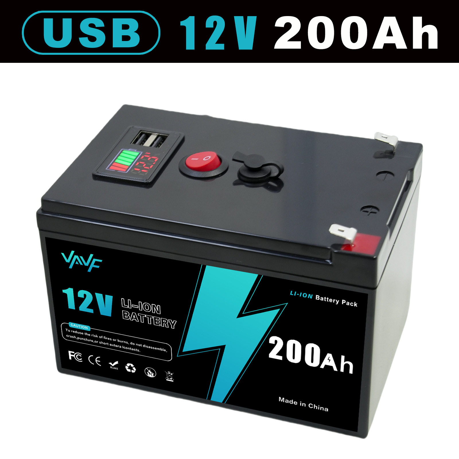 12V锂离子电池组电量显示屏USB
