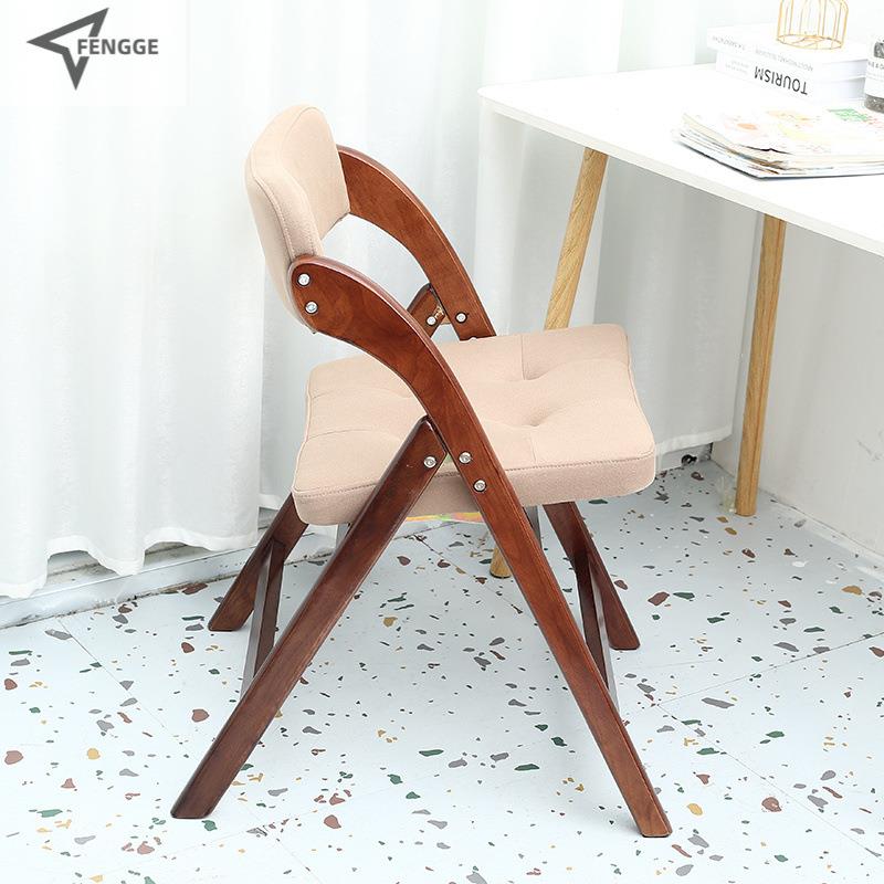 新款纯橡木家用客厅餐厅野外折叠椅学习椅子软包款亮色纯实木款