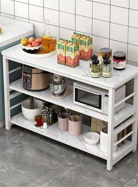 厨房置物架家用杂物架落地多功能切菜台多层微波炉架长方形窄条架