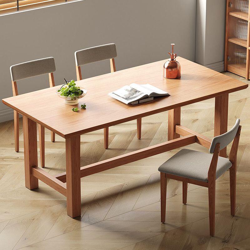实木橡木书桌餐桌椅组合长方形原木客厅饭桌家用板桌简约桌子
