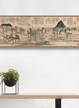 新中式装饰画鹊华秋色图山水画现代客厅背景风水茶室卧室床头挂画