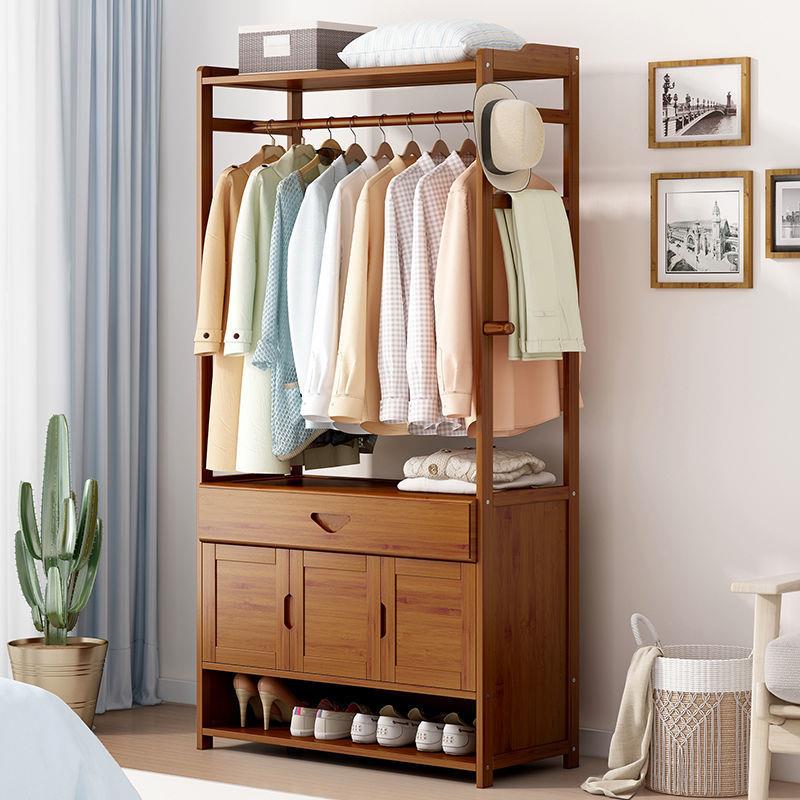 床头柜挂衣架一体衣帽架家用卧室立式多功能网红简易收纳置物架子