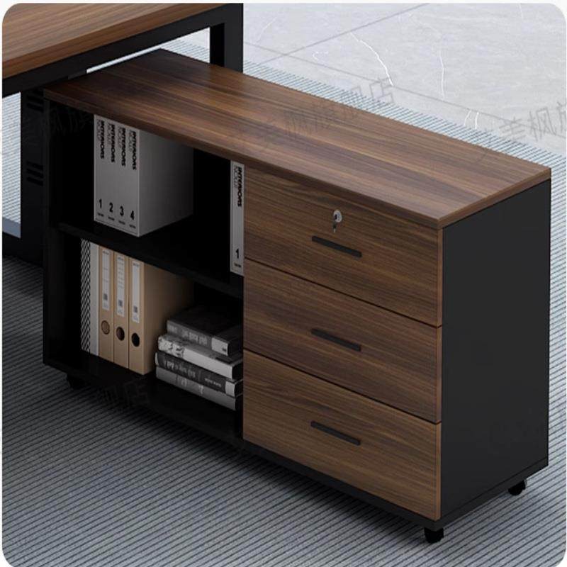 收纳移动柜子资料办公抽屉带锁储物柜桌下木质文件柜矮柜办公室