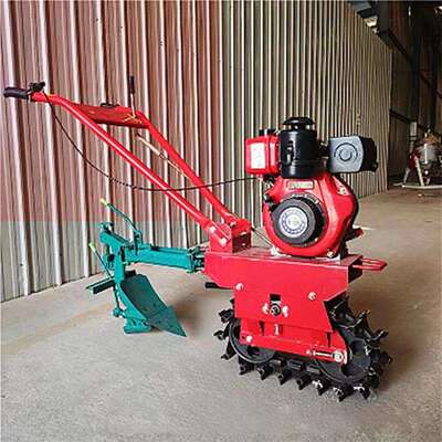 山坡地小型翻地机犁田机家用手扶链轨式履带微耕机大棚施肥播种器