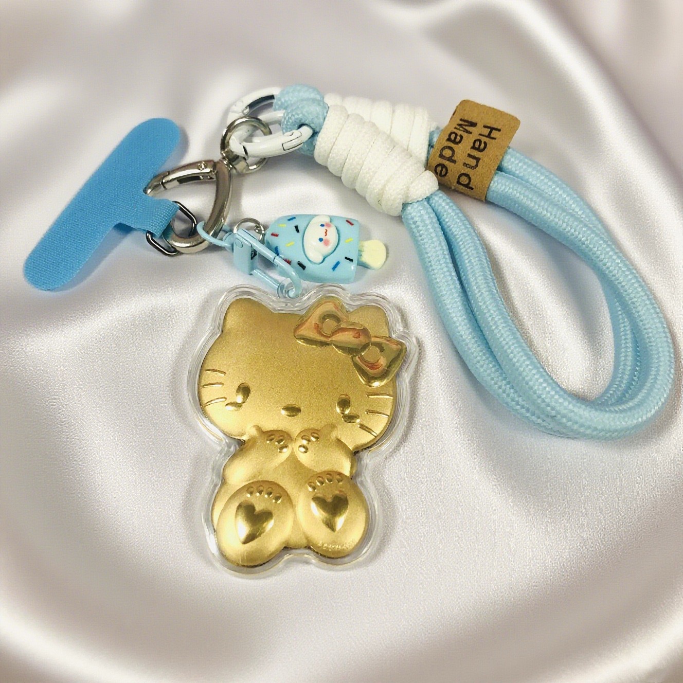 足金999黄金hellokitty猫手机链钥匙扣Kt猫包包挂饰车挂件伴手礼