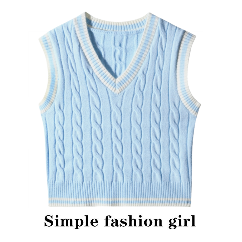 宽松慵懒风V领毛衣马甲背心马夹