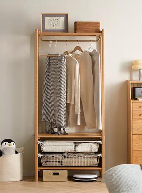 挂衣架落地实木卧室衣帽架衣架简约收纳架家用客厅立式储物置物架