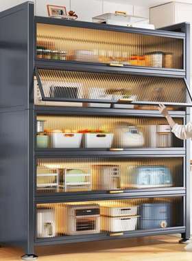 厨房置物架落地多层防尘收纳柜子家用多功能碗柜餐边柜橱柜储物柜