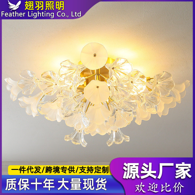 美式轻奢茉莉花朵玻璃吸顶灯客厅餐厅卧室玄关过道卫生间灯具